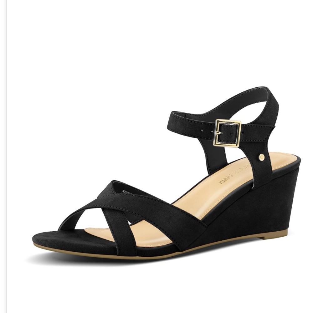 Elegant Black Wedge Sandals